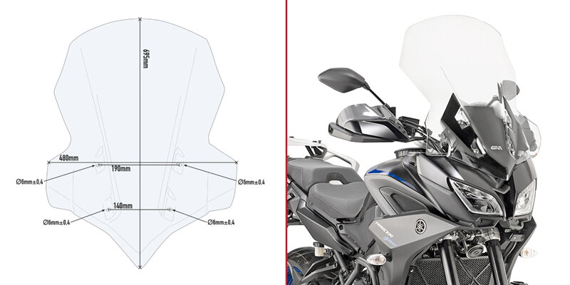 GIVI TURISTICKÝ PLEXI ŠTÍT YAMAHA TRACER 900/ GT (18-20) 2139DT