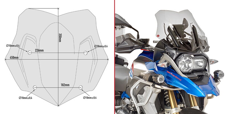 GIVI PLEXI BMW R 1200 GS ADVENTURE (16-18)/R1200 GS (16-18)/ R1250 GS/ADV (19-20) D5124B