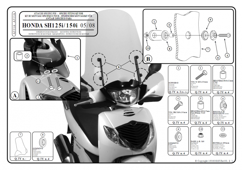 GIVI SADA NA MONTÁŽ PLEXI HONDA SH 125-150 A311A