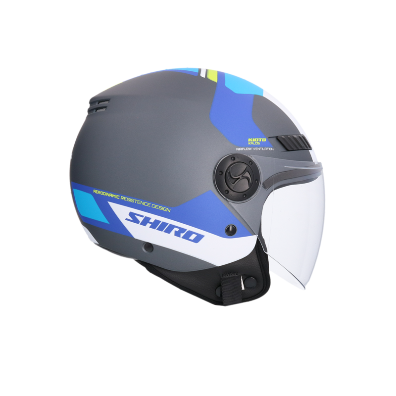 Shiro - Kioto kalos Otvorená helma na motocykel / skúter - titánová modrá