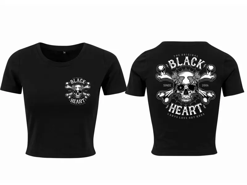 Dámske motorkárske tričko BLACK HEART DEATH PIN UP CROP TOP  
