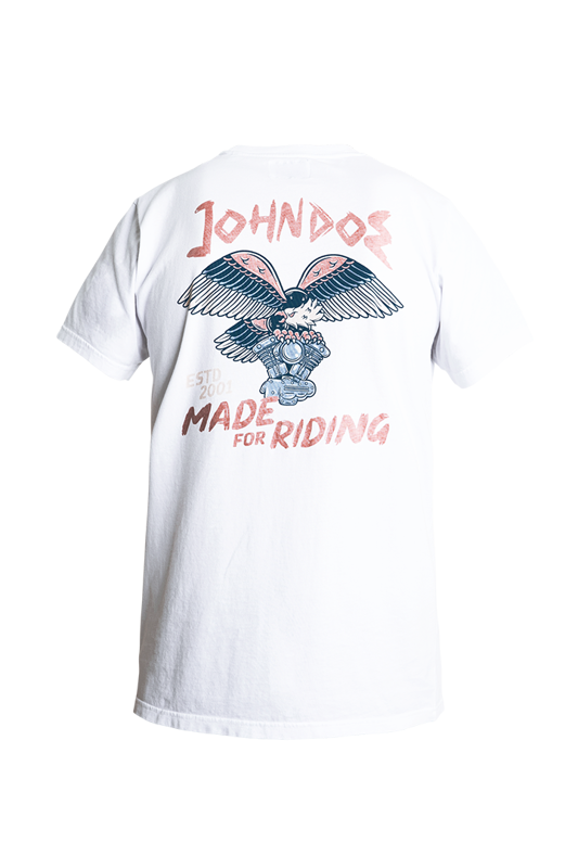 John Doe - Motorkárske tričko T-SHIRT Eagle - biele