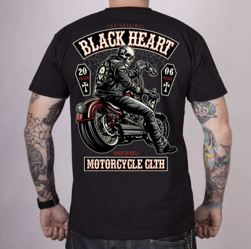 Pánske motorkárske tričko BLACK HEART TRADITIONAL AND STYLE   - čierne 