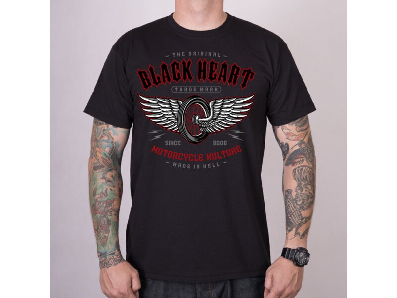 Pánske motorkárske tričko BLACK HEART WINGS