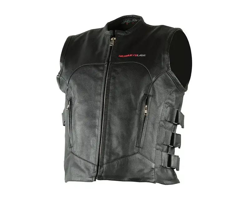 Nazran - Blade kožená motorkárska vesta - čierna - veľkosť  4XL