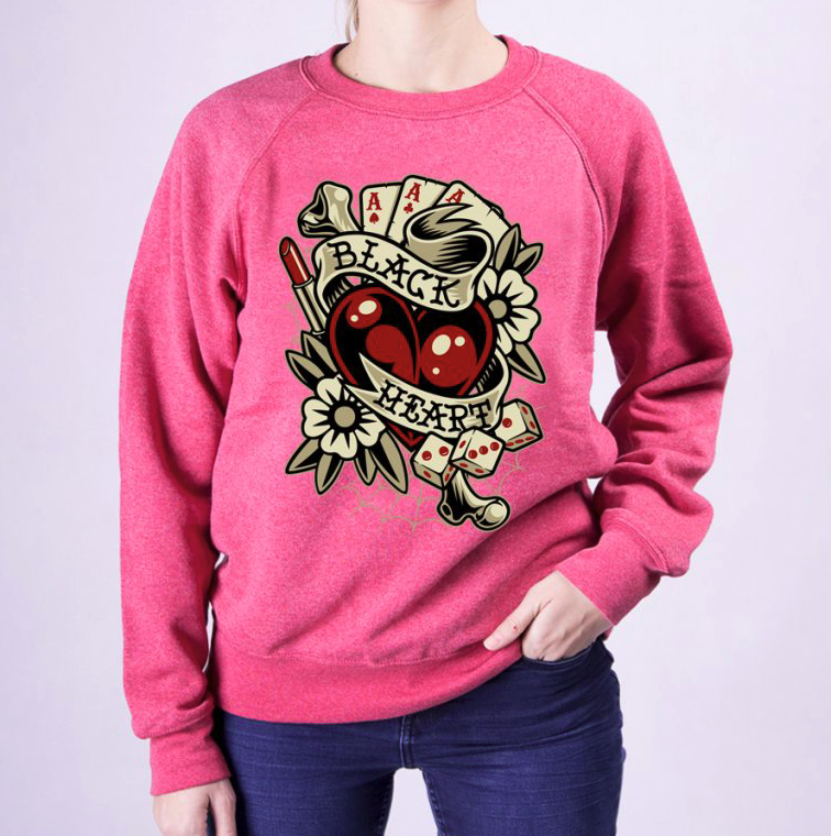 Dámská motorkárska mikina BLACK HEART ROCKABILLY HEART  