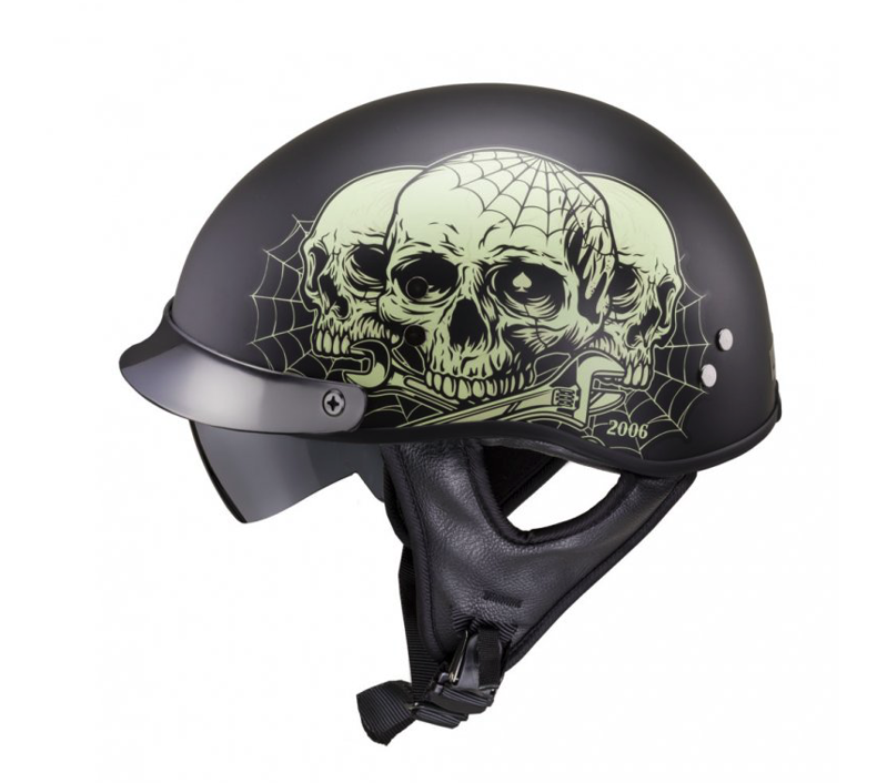 Retro helma W-TEC Black Heart Rednut skull - matná čierna