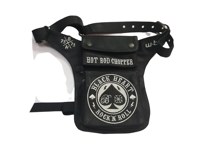 Black Heart - Motorkárska kožená kapsička na stehno 