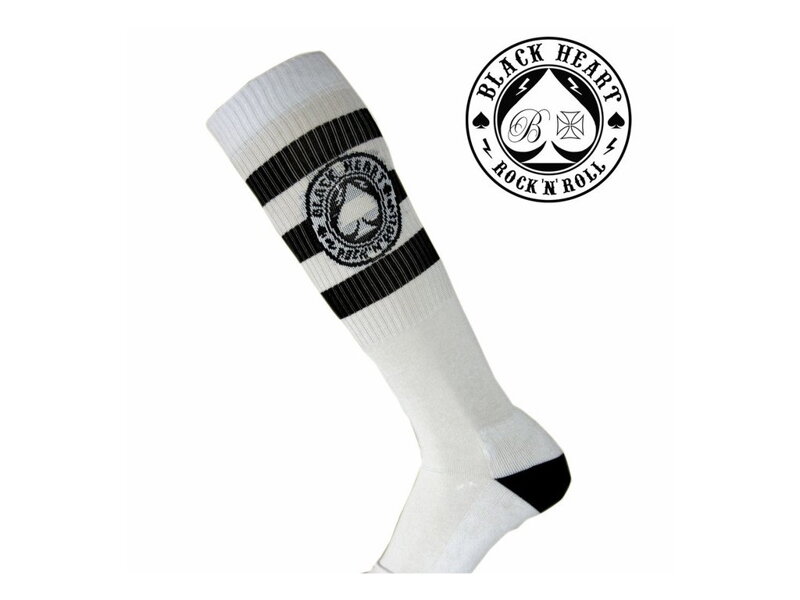 Black Heart - Motorkárske podkolienky ACE OF SPADES - biele