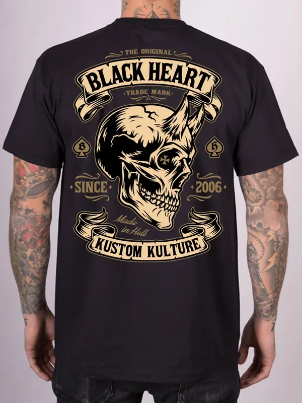 Pánske Tričko BLACK HEART DEVIL SKULL