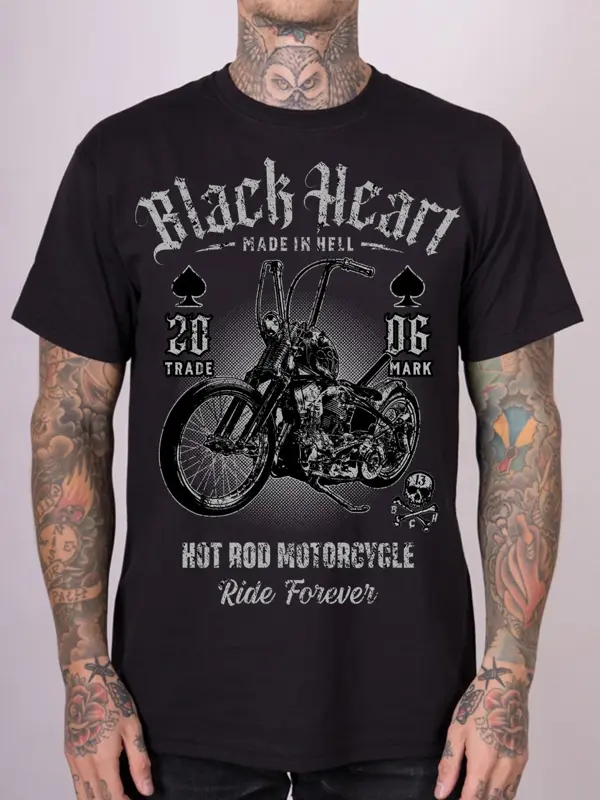 MOTORKÁRSKE TRIČKO BLACK HEART RIDE FOREVER 