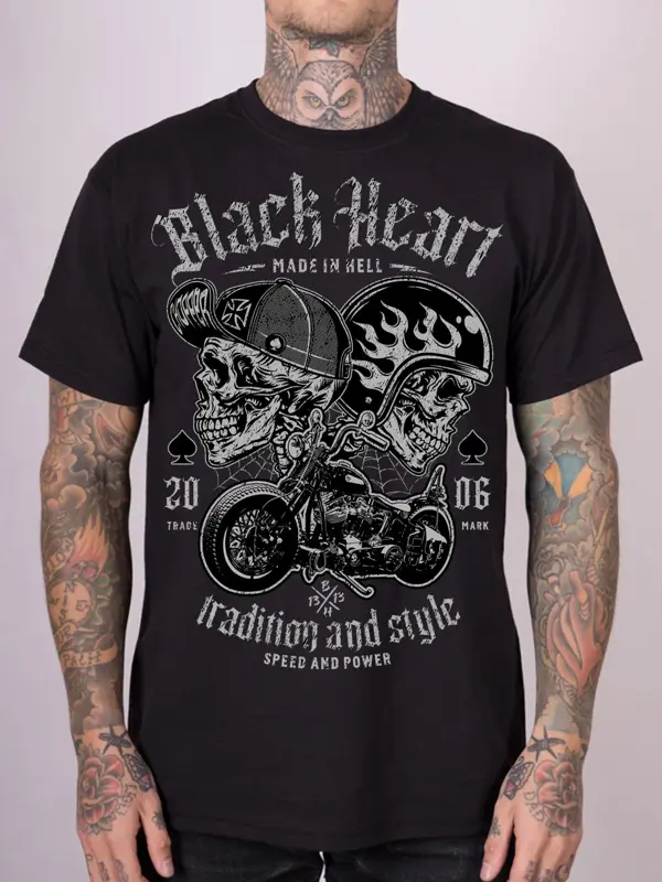  MOTORKÁRSKE Tričko BLACK HEART TRADITIONAL AND STYLE 