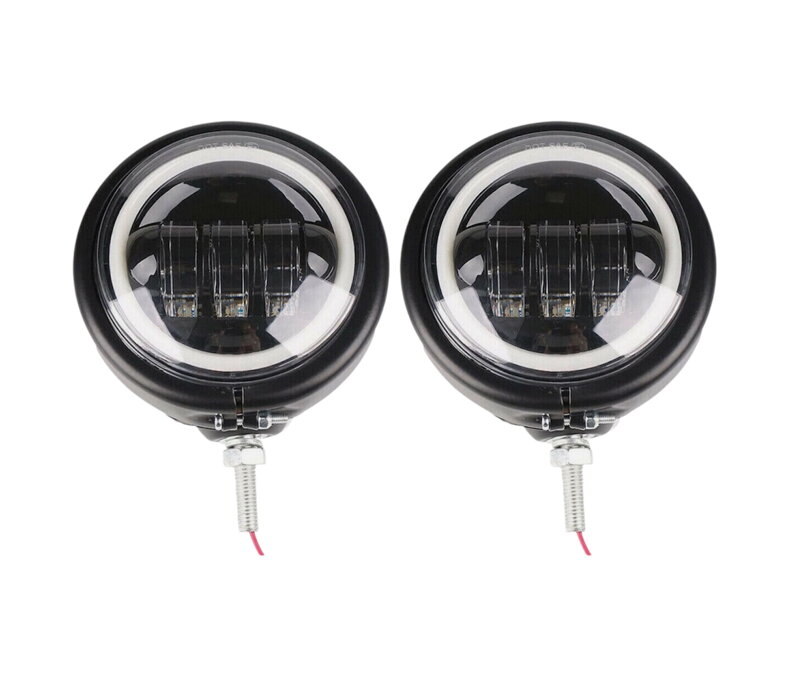 LED - Homologizované univerzálne prídavné svetlo s ANGEL EYES pre choppre - matné čierne 1ks