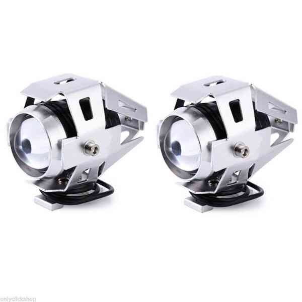 LED - Univerzálne strieborné prídavné motocyklové svetlá - pár