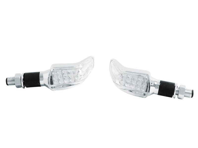 Speed - Univerzálne Led smerovky na motocykel "E" M8 krátka nožička, chróm - 2 ks