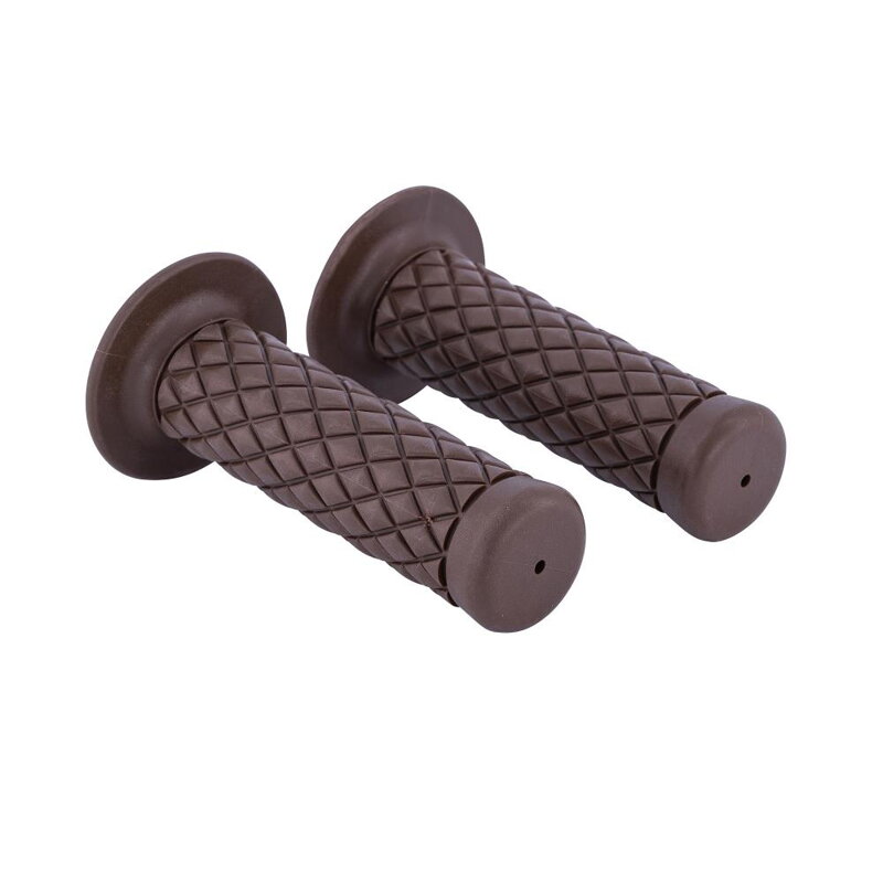 Gripy CAFE RACER style 25mm bez uchytenia laniek,  hnedé (2ks)