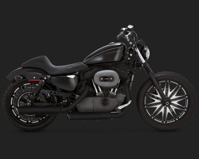 Chrómovaný Vance & Hines výfuk EC TWIN SLASH BLACK SLIP-ONS pre Harley Davidson
