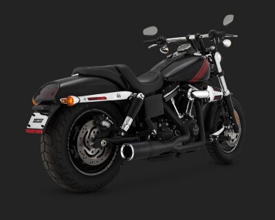 Čierny Vance & Hines výfuk HI-OUTPUT 2-INTO-1 SHORT BLACK pre Harley Davidson