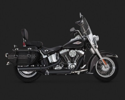 Čierny Vance & Hines výfuk EC TWIN SLASH SLIP-ONS BLACK pre Harley Davidson
