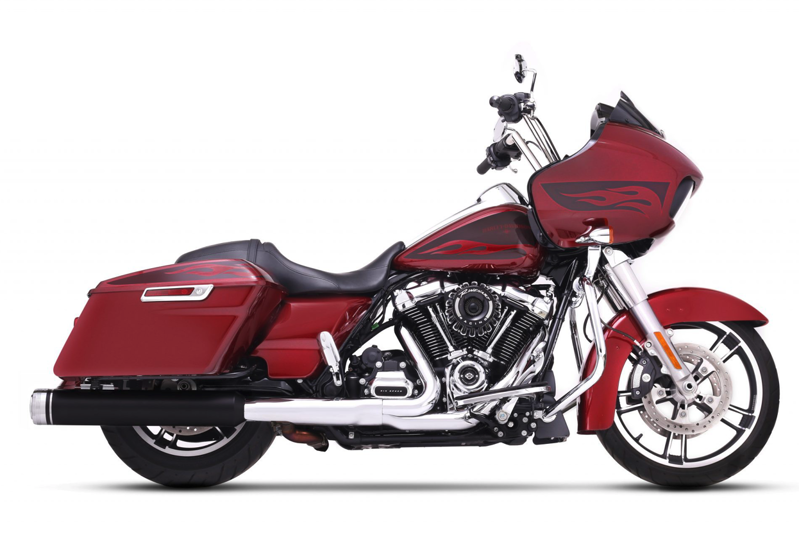 Čierne tlmiče výfukov s chrómovými koncovkami Rinehart Racing SLIP-ON  4,5" pre Harley-Davidson Touring 2017 -