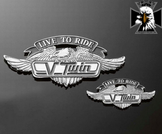 Nalepovací emblem V-TWIN, chróm - malý 55mm