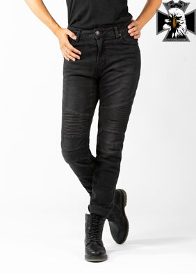 John Doe - Motorkárske nohavice dámske BETTY BIKER JEANS BLACK USED