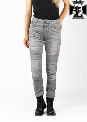 John Doe - Motorkárske nohavice dámske BETTY BIKER JEANS LIGHT GREY
