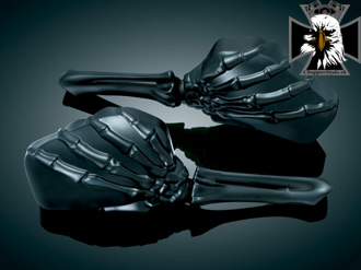 Čierne motocyklové zrkadlá Kuryakyn Skeleton hand - pár (2ks)