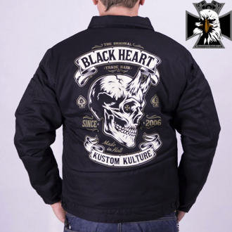 Black heart - Pánska textílna motorkárska bunda Devil Skull - čierna