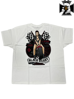 Black Heart - Pánske motorkárske tričko woman - biele