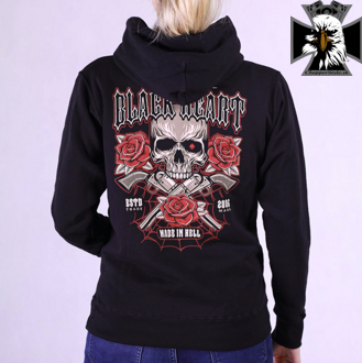 Dámská motorkárska mikina BLACK HEART GUN ROSE 