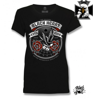 Dámske motorkárske tričko BLACK HEART SWALLOW ROSE  