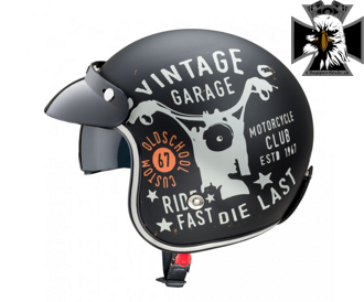 Otvorená moto helma W-TEC Café Racer - Vintage Garage  