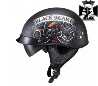 Retro helma W-TEC Black Heart Rednut motorcycle - matná čierna