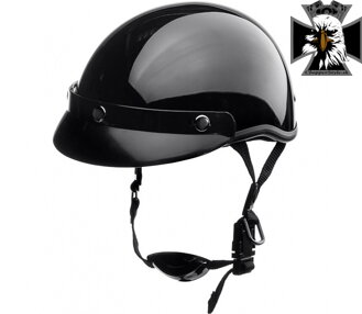 Retro motorkárska helma Braincap - lesklá čierna 
