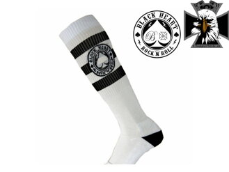 Black Heart - Motorkárske podkolienky ACE OF SPADES - biele