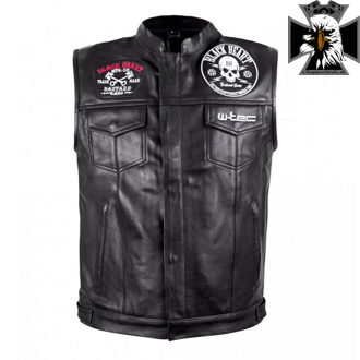 Kožená motorkárska vesta W-TEC RUMBLER - Black - veľkosť M