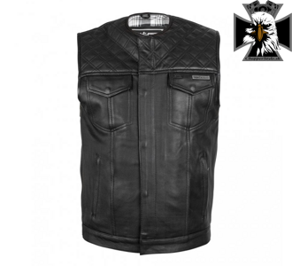 Kožená motorkárska vesta W-TEC Losango - Black