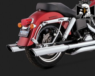 Chrómovaný Vance & Hines výfuk SWITCHBACK TWIN SLASH DUALS pre Harley-Davidson