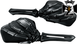 Čierne motocyklové zrkadlá Kuryakyn Skeleton hand - pár (2ks)