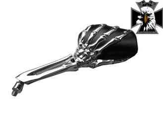 Sada zrkadiel SKELETON HAND na motocykel chróm / čierna (91-866)