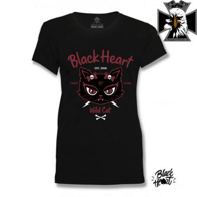 Dámske motorkárske tričko BLACK HEART WILD CAT  
