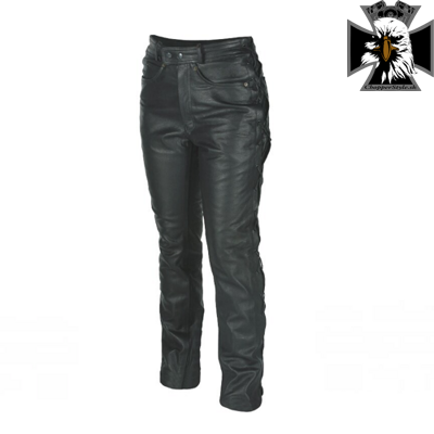 Pánske kožené nohavice NAZRAN JEANS CHOPPER - BLACK - veľkosť 3XL / 4XL