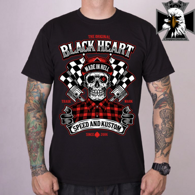 Pánske motorkárske tričko BLACK HEART SPEED AND KUSTOM