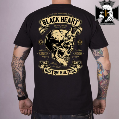 Pánske motorkárske tričko BLACK HEART DEVIL SKULL    