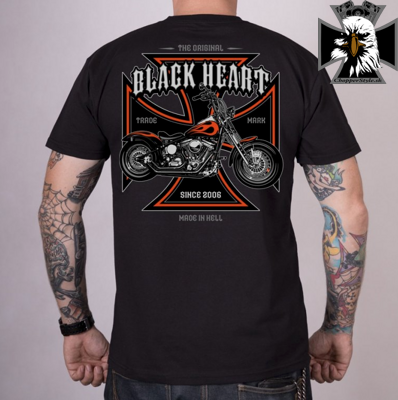 Pánske motorkárske tričko BLACK HEART MOTORCYCLE CROSS