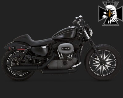 Chrómovaný Vance & Hines výfuk EC TWIN SLASH BLACK SLIP-ONS pre Harley Davidson