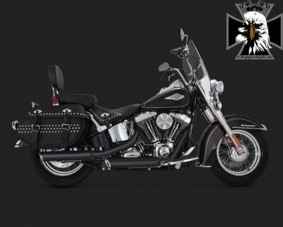 Čierny Vance & Hines výfuk EC TWIN SLASH SLIP-ONS BLACK pre Harley Davidson
