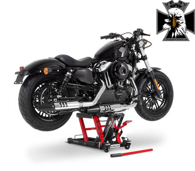 Hydraulický zdvihák / stojan na ťažké motocykle a štvorkolky - 680kg - čierno - červený