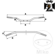 Oceľové riadidlo chrómové 22 mm TRW MYSTIC pre Yamaha Virago XV535 1988-2000